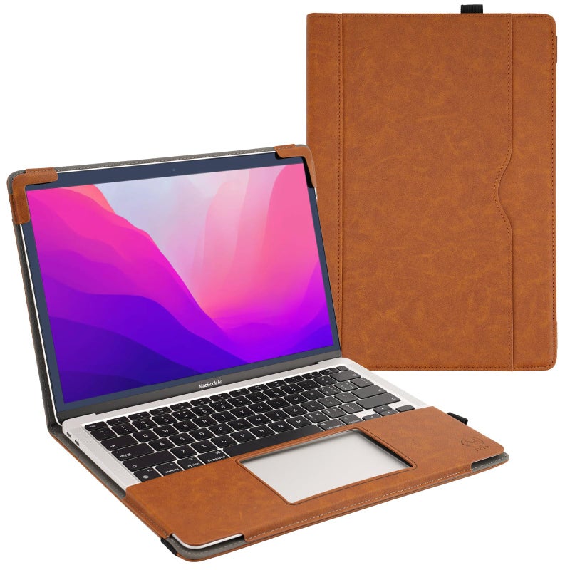 TT TYTX TYTX Compatible with MacBook Pro Case 13 Inch, PU Leather MacBook Case fits for Model M2, 2024, 2023, 2022-2016 A2338 M1 A2251 A2289 A2159 A1989 A1708 A1706, with Paper Pocket and Pen Holder, Brown - Image 1